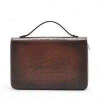 【美品】ベルルッティ　カリグラフィレザー　レア ベルルッティ カリグラフィ レザー 財布 ブラウン A2691261｜中古