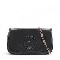 グッチ シルヴィ レザー×ハラコ ショルダーバッグ ブラック 421882