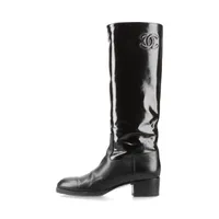 シャネル ココマーク レザー ロングブーツ 37 レディース ブラック