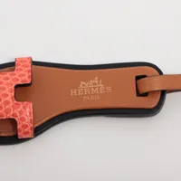 エルメス オラン ナノ チャーム リザード×レザー ブラウン×オレンジ