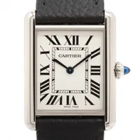 カルティエ タンクソロSM W5200024 SS×PG×革 QZ シルバー文字盤