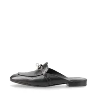 エルメス オズ キャンバス×レザー ミュール 37.5 レディース ブラック