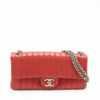 シャネル マドモアゼル ラムスキン シングルフラップ ダブルチェーン