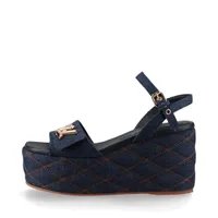 ヴィトン スターボードライン 22年 PVC×レザー ウェッジソールサンダル