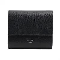 セリーヌ トリオンフ レザー コンパクトウォレット ブラック コイン