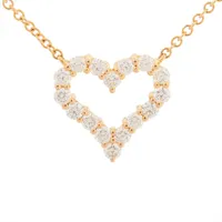 ティファニー オープンハート ダイヤ ネックレス 750(YG)×K18(YG) 2.9g