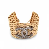 シャネル ココマーク A20A ブレスレット GP×ラインストーン ゴールド