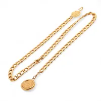 シャネル ココマーク クローバー チェーンベルト GP×革 ブラック