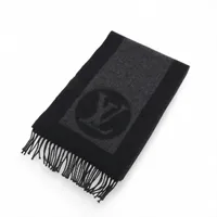 ルイヴィトン M90816　 LV3D マフラー ブラック ウール カシミア ルイヴィトン M90816 LV3D マフラー ブラック ウール カシミア