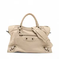 バレンシアガ　ハンドバッグ　2way ベージュ　シティ　ペーパー バレンシアガ ザ シティ レザー 2WAYハンドバッグ ベージュ 115748