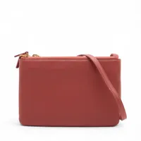 セリーヌ トリオ レザー ショルダーバッグ ピンク A4071504｜中古