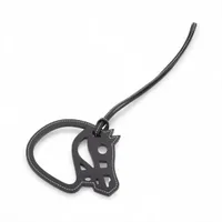 エルメス パドックシュバル チャーム レザー ブラック A4072553｜中古