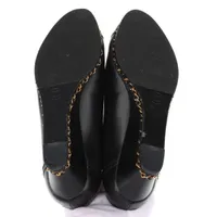 CHANEL チェーン ココマーク ウェッジソール パンプス レザー 黒 CHANEL チェーン ココマーク ウェッジソール パンプス レザー 黒