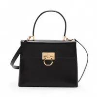 フェラガモ ガンチーニ レザー 2WAYハンドバッグ ブラック A4072777