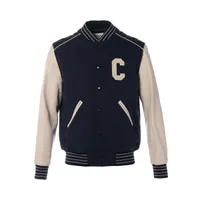 セリーヌ テディ ウール×レザー スタジャン 46 メンズ グリーン