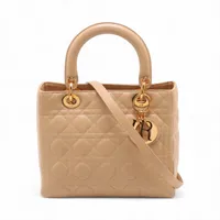 Christian Dior カナージュ　レザー　ハンドバッグ　ベージュ クリスチャンディオール レディディオール カナージュ レザー 2WAY