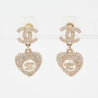 シャネル ココマーク ハート F22B ピアス(両耳用) GP×ラインストーン