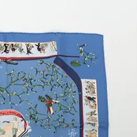 エルメス カレ45 Neige d' Antan 去年の雪 スカーフ シルク ブルー