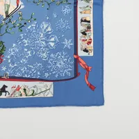 エルメス カレ45 Neige d' Antan 去年の雪 スカーフ シルク ブルー