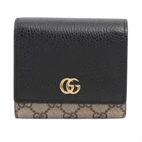 グッチ GGスプリーム 779799 PVC×レザー コンパクトウォレット