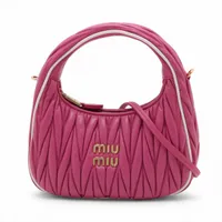 ミュウミュウ マテラッセ ワンダー レザー 2WAYハンドバッグ ピンク