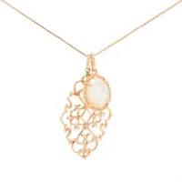 アガット クォーツ シェル チャーム ネックレス K10(YG) 3.5g A4077451