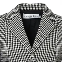 クリスチャンディオール　テーラードジャケット　千鳥格子　13　X　ロゴボタン クリスチャンディオール ウール テーラードジャケット I38 レディース