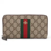 Y【未使用】グッチ GGスプリーム ジップアラウンドウォレット PVC×レザー グッチ GGスプリーム 408831 PVC×レザー ラウンドジップウォレット