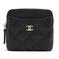 シャネル ビコローレ レザー カードケース ブラック ゴールド金具 1