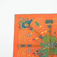 エルメス カレ90 Chemins de Corail 珊瑚の小道 スカーフ シルク