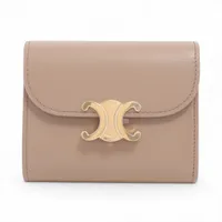 セリーヌ トリオンフ レザー コンパクトウォレット ブラック コイン