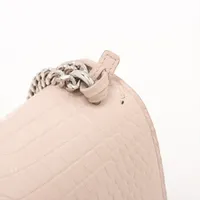 人気モデル✨サンローラン　サンセット　クロコ　チェーンショルダー　ピンクベージュ サンローランパリ サンセット クロコ型押し チェーンショルダーバッグ