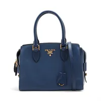 プラダ カナパ デニム 2WAYハンドバッグ ブルー BN2069 WU020336｜中古