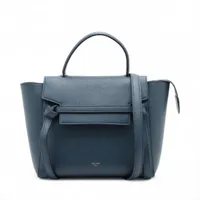 セリーヌ 16セーズ クラシック レザー 2WAYハンドバッグ ネイビー
