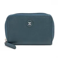 シャネル マドモアゼル ラムスキン コインケース ネイビー ゴールド