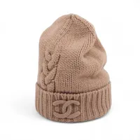 シャネル ココマーク ニットキャップ カシミヤ ベージュ A4080302