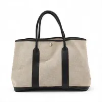 エルメス ガーデンパーティ36 PM ブッフルxトワルアッシュ ブラック シルバー金具 □J:2006年