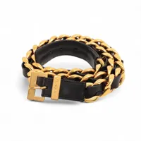 ⭐️美品⭐️シャネル ココマーク クローバー チェーンベルト GP×革 黒金 シャネル ココマーク クローバー チェーンベルト GP×革 ブラック