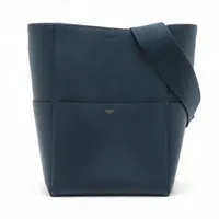 セリーヌ サングルバケット ミディアム ショルダーバッグ レザー ネイビー セリーヌ サングルバケット レザー ショルダーバッグ ネイビー