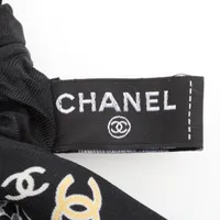 シャネル ココマーク アイコン シュシュ シルク ブラック×ピンク