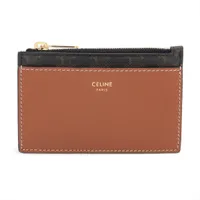 セリーヌ トリオンフ PVC×レザー フラグメントケース ブラウン