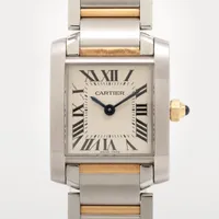 カルティエ タンクフランセーズ W51007Q4 SS SS×YG QZ シルバー文字盤