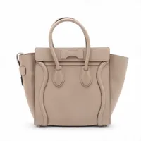 セリーヌ ラゲージ マイクロショッパー レザー ハンドバッグ ベージュ