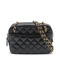 シャネル マトラッセ ラムスキン チェーンショルダーバッグ ブラック