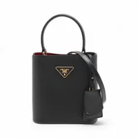 プラダ サフィアーノ レザー 2WAYハンドバッグ ピンクベージュ 1BA113