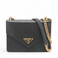 プラダ ブリック レザー ショルダーバッグ ブラック 2VH173 A3349737