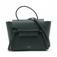 セリーヌ ベルトバッグナノ レザー 2WAYハンドバッグ グリーン