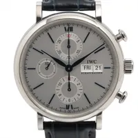 IWC ポートフィノ クロノグラフ IW391037 SS SS×革 AT シルバー文字盤