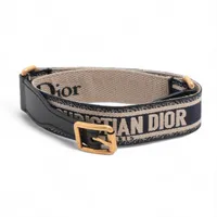 【美品】ディオール エンブロイダリー ベルト 75 Dior レディースバックル ディオール エンブロイダリー ベルト 75 キャンバス×レザー ベージュ