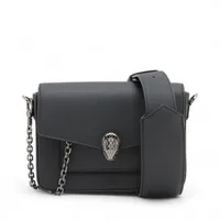 ブルガリ アショーマ ベルト 46/115 レザー×メタル ブラック×シルバー